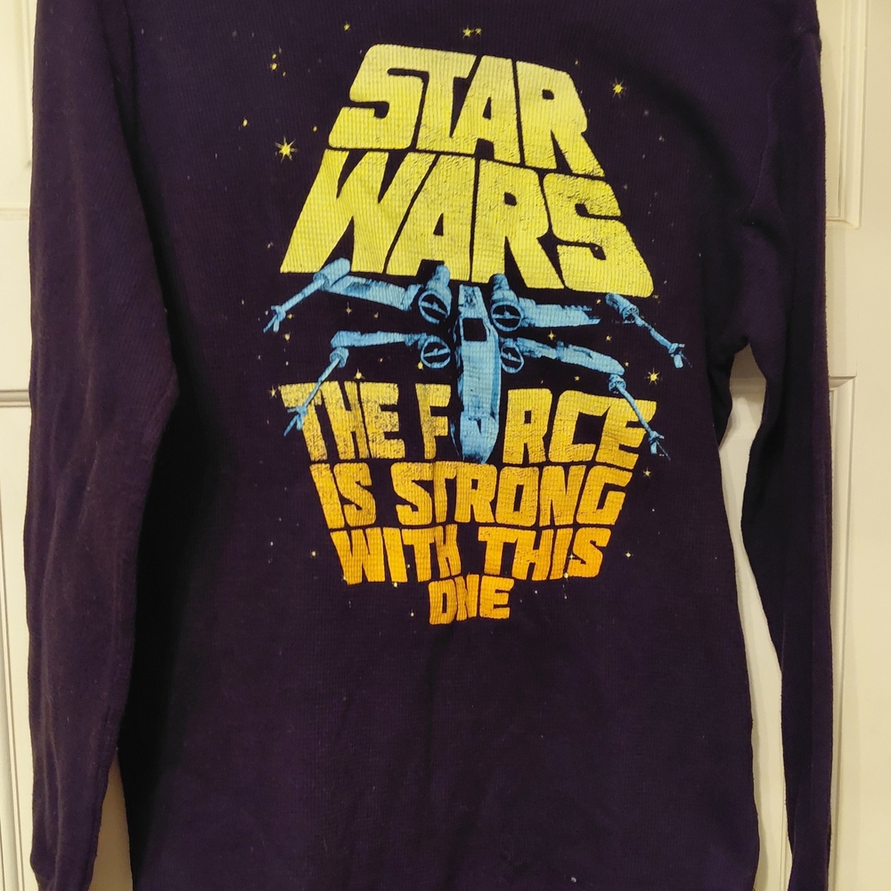OFFICIAL STAR WARS Black Thermal Long Sleeve W/ Graphics SZ S/M